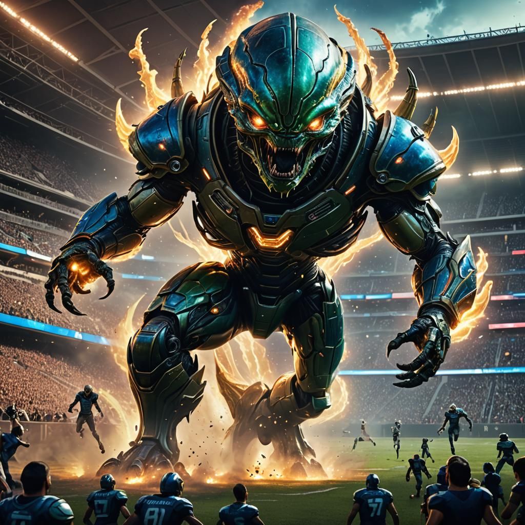 Giant Alien Serapede Nemacyst Football Game Invasion