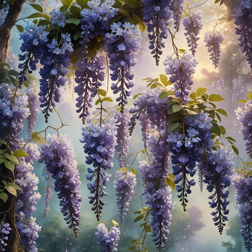 Dreamy Fantasy Landscapes with Delicate Blooms and Whimsical...