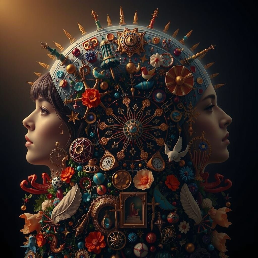 Allegorical Painting of Beauty and Truth with Vibrant Colors