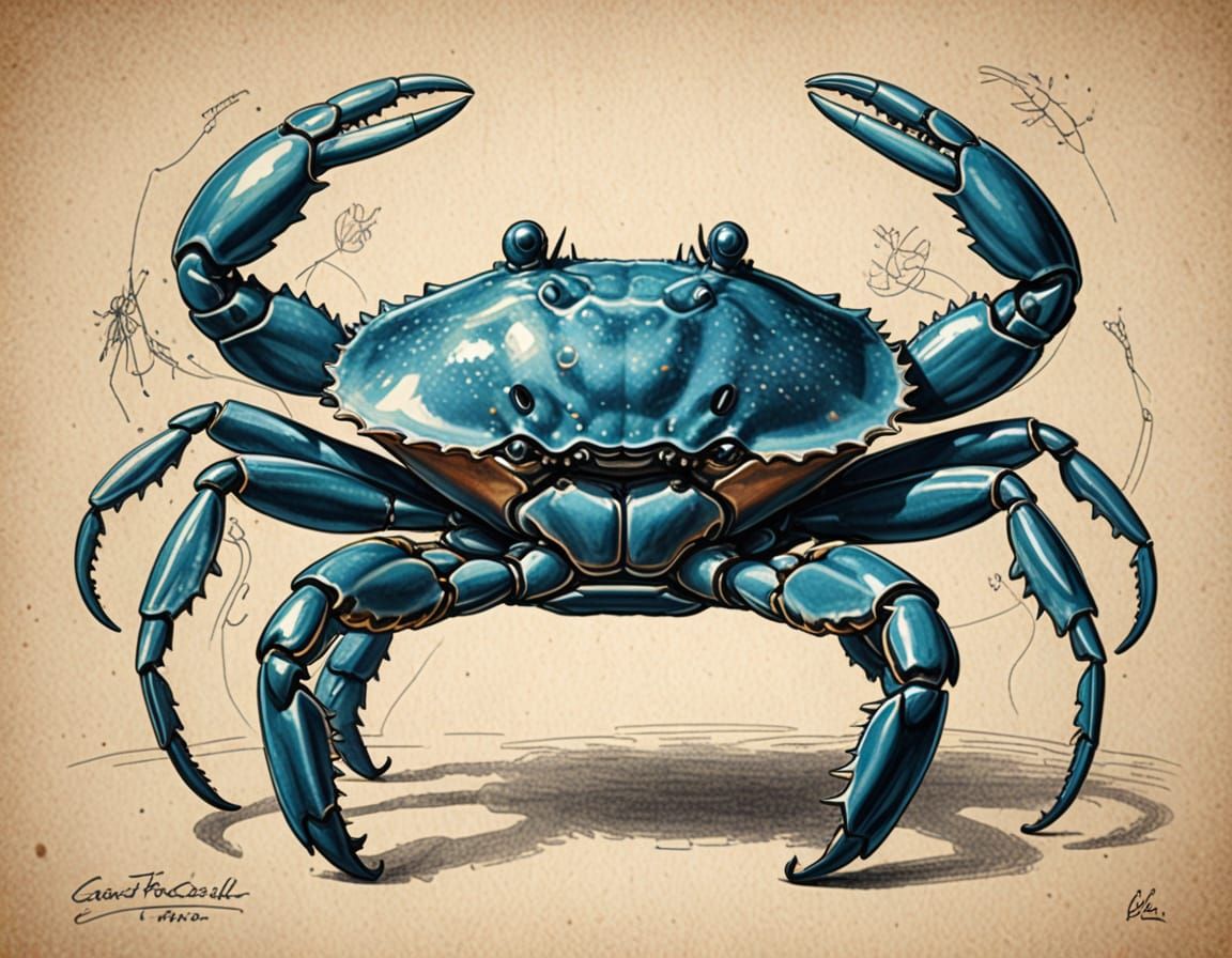 Genetically Engineered Crab: Simple Line Art
