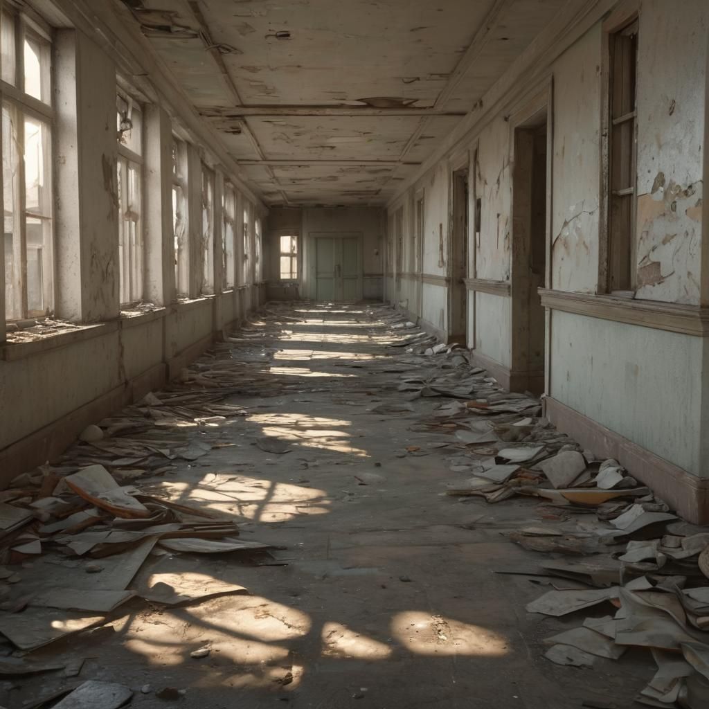 Abandoned Hospital Hallway in Unreal Engine 5 Style