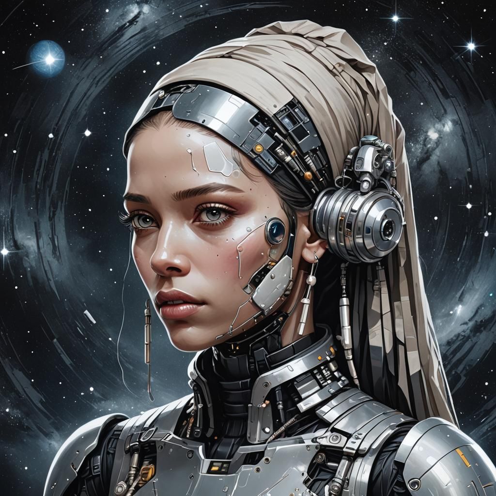 Cyborg with a pearl earring