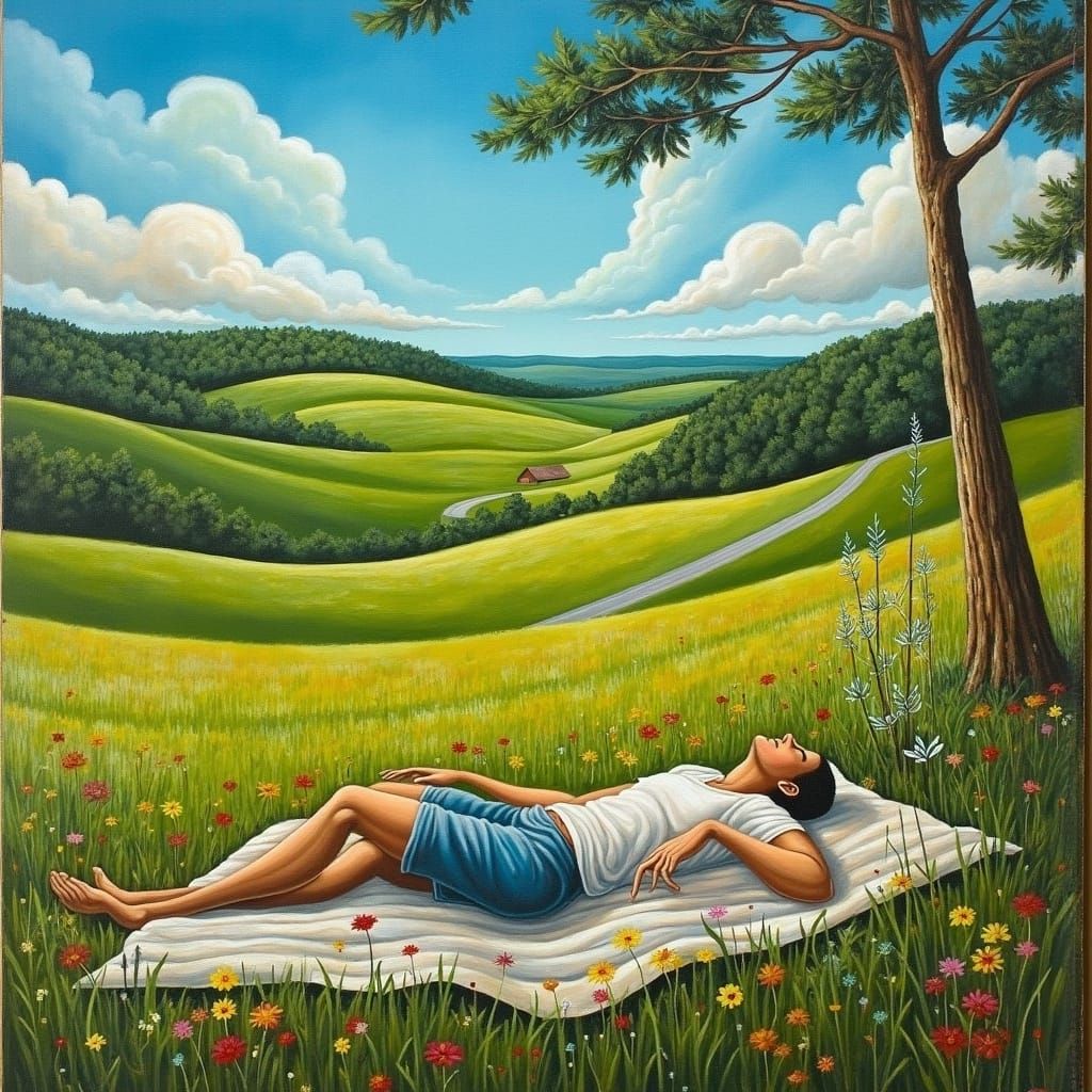 Peaceful Countryside Landscape in Impressionist Style