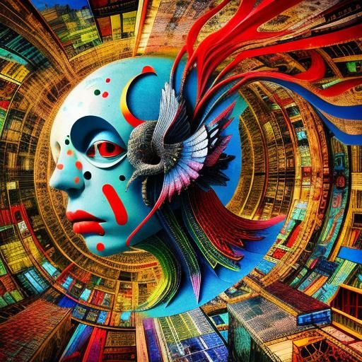 Surrealistic 3D Human Being in Vibrant Colors