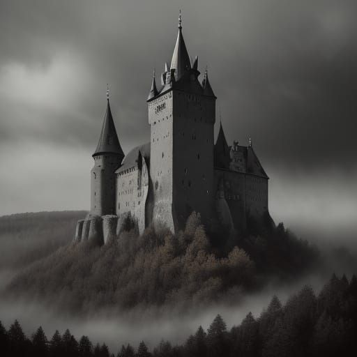 Medieval Castle in Misty Moravian Landscape