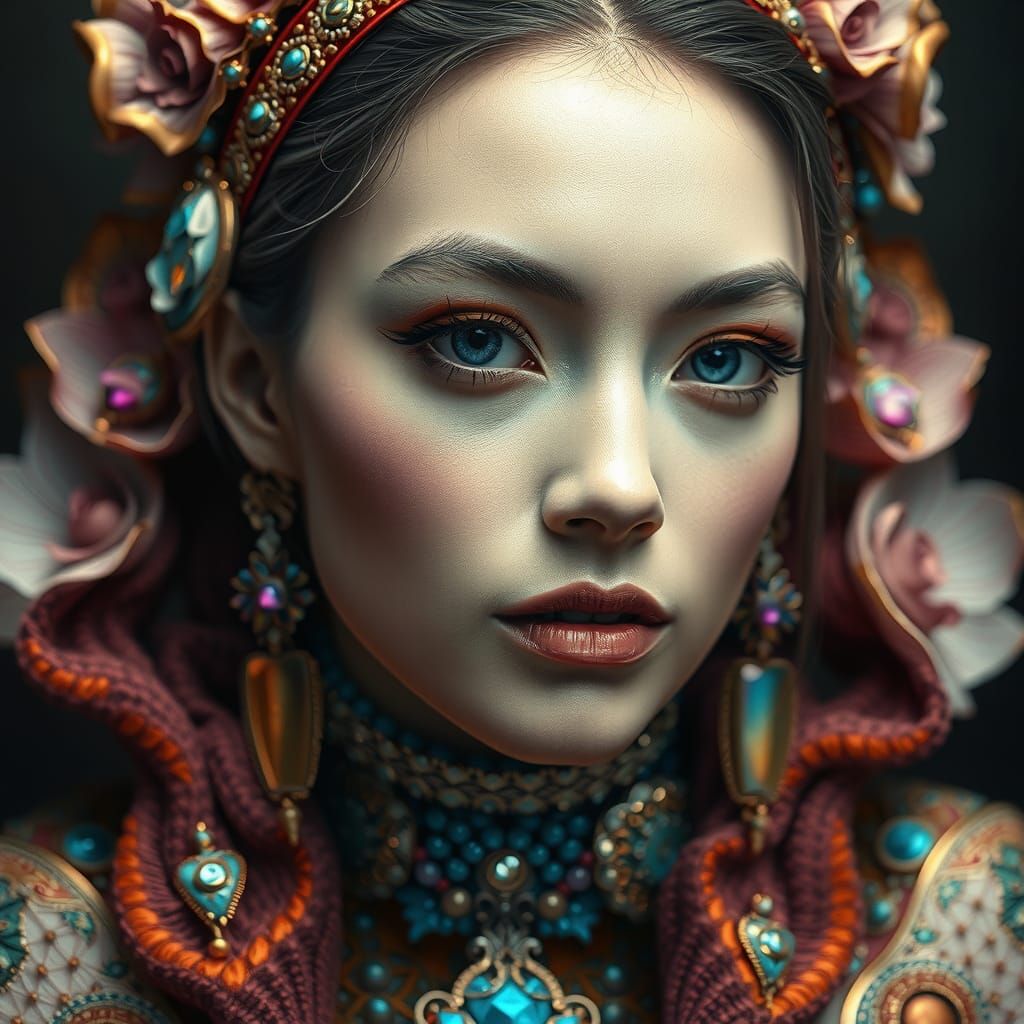 Hyperrealistic Portrait of Woman in Fairytale Style