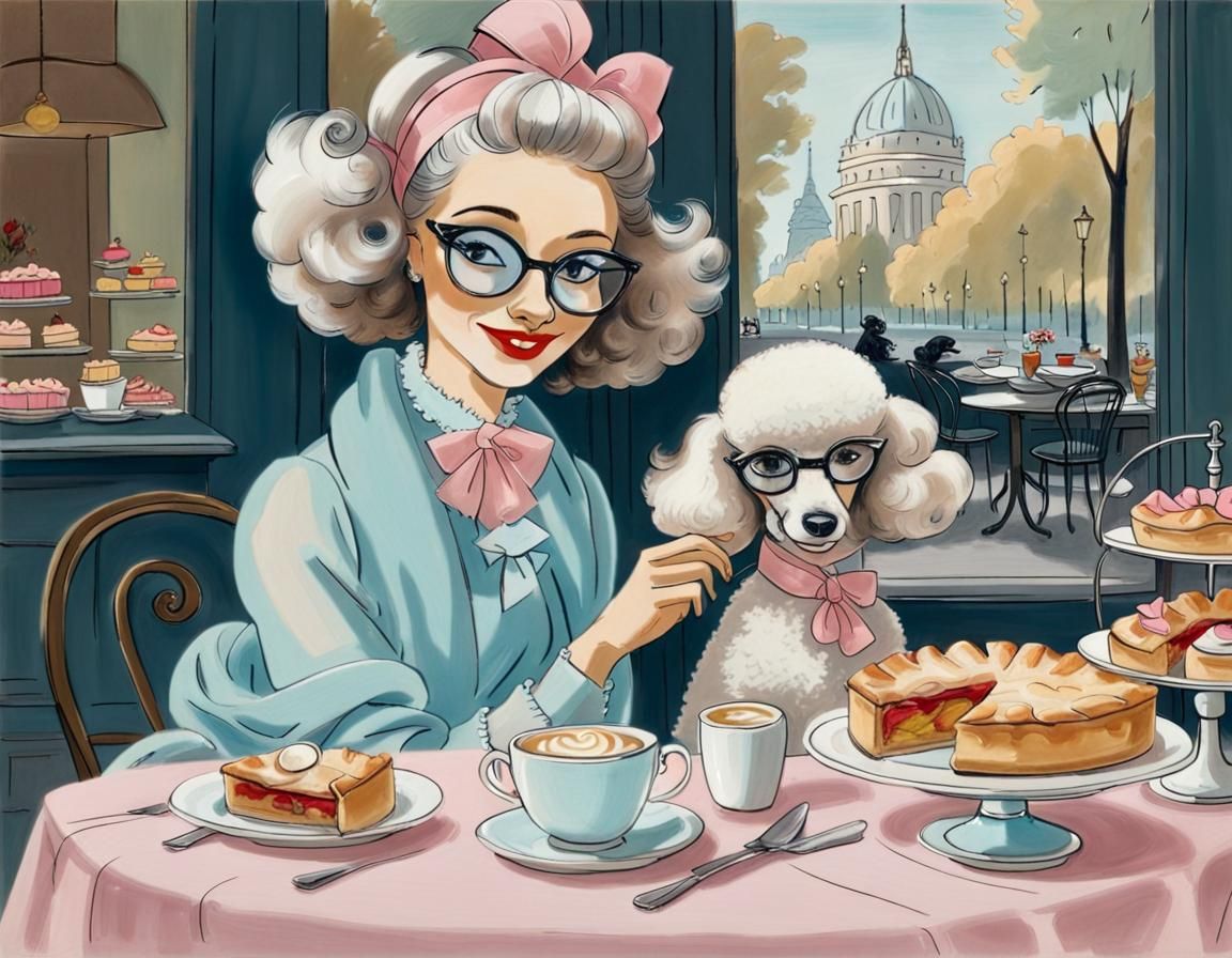 Parisian Fashionista and Poodle Share Pie