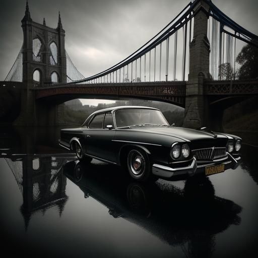 Retro Car on Gothic Bridge, Ambient Light