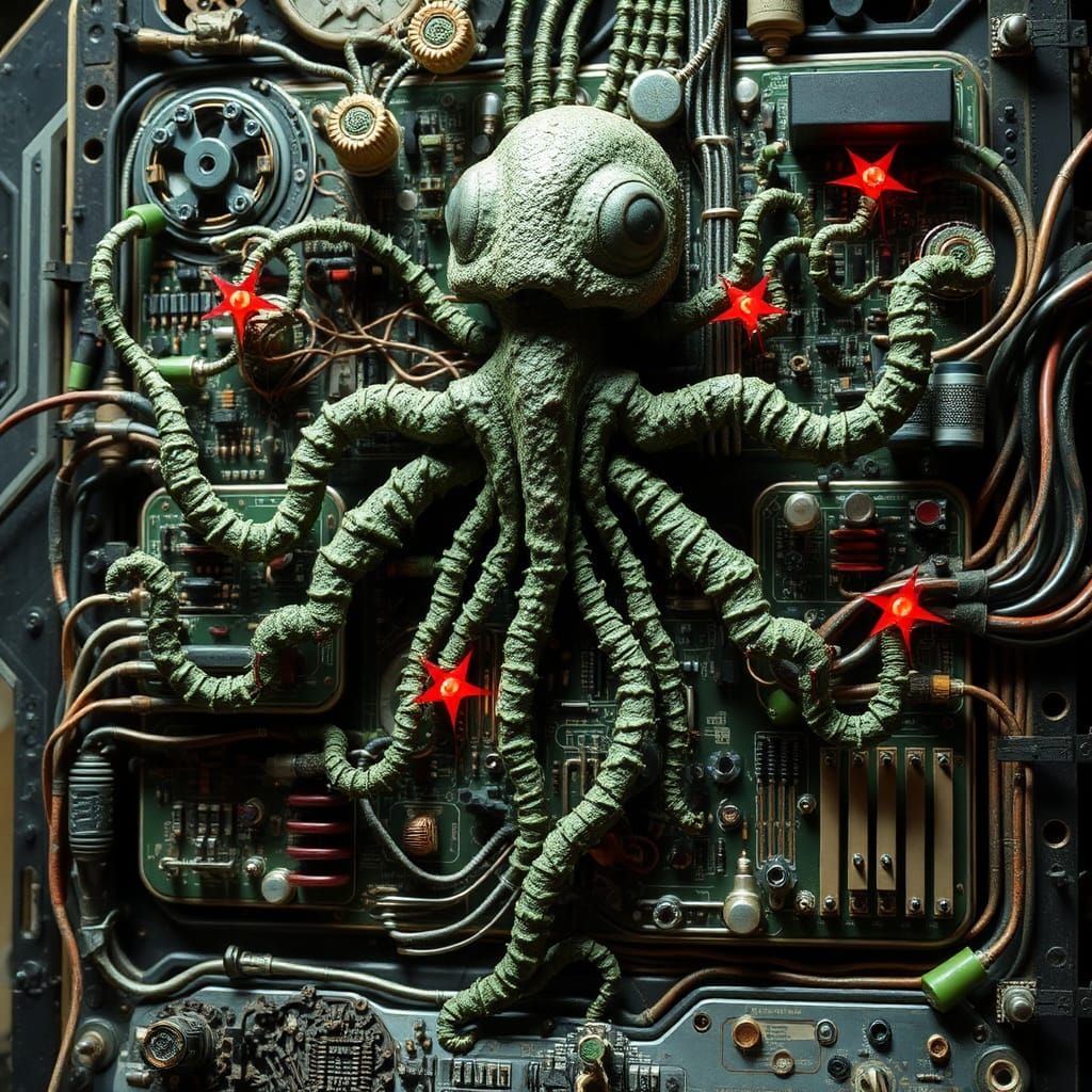Biopunk Organic Motherboard: A Retrofuturistic Organism