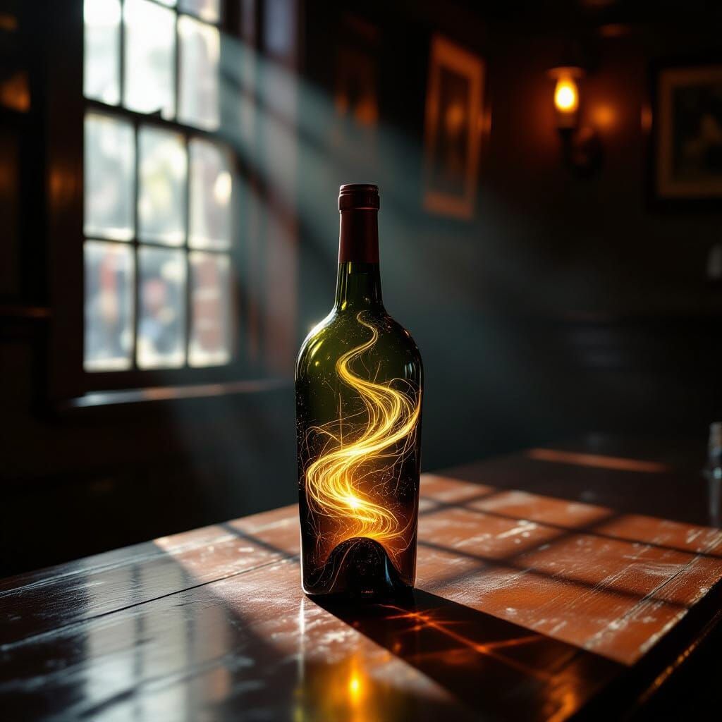 Trapped Time in a Wine Bottle: Surreal Pub Scene