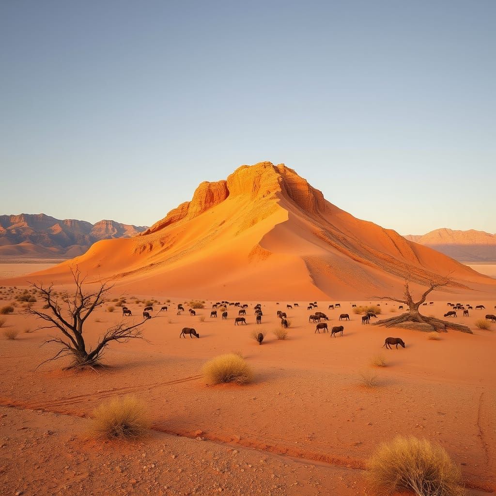 Golden Ant Hill in Desert Landscape