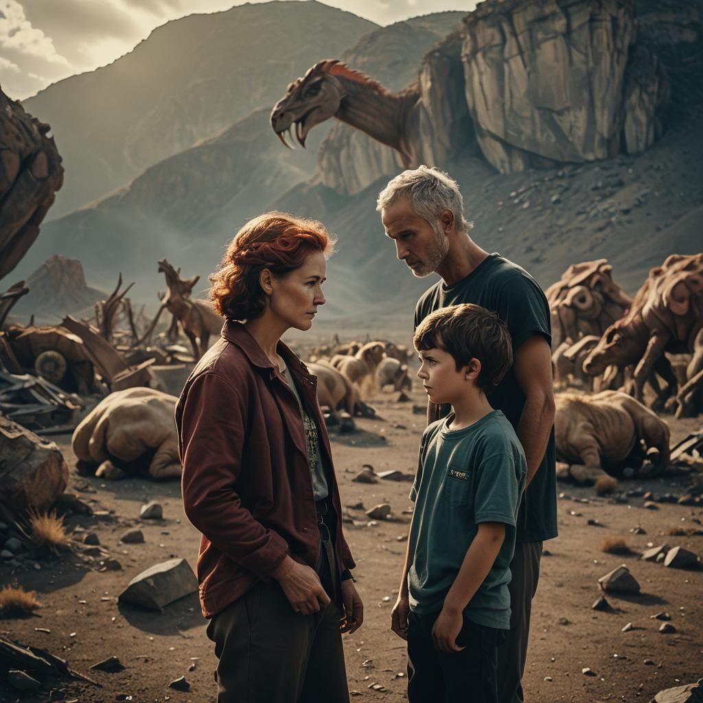 Cinematic Portrait of Aries Man, Cancer Woman, Pieces Son