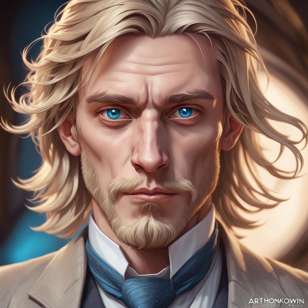 Detailed Portrait of a Blonde Man in Digital Art Style