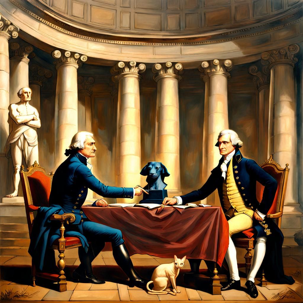 Jefferson and Napoleon Sign Louisiana Purchase Treaty