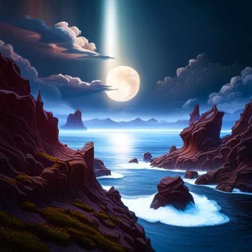 Sky with Birds Over Sea: Detailed Matte Painting