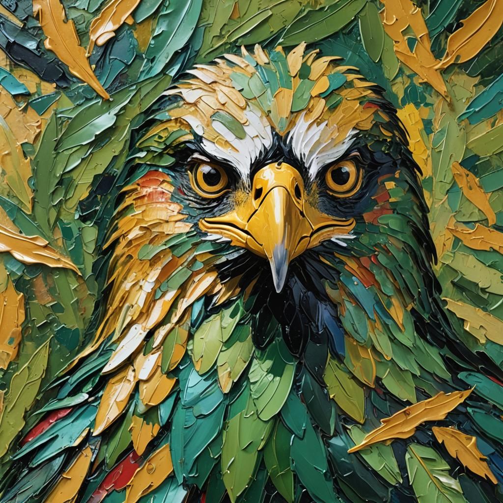 Eagle Face in Neo-Expressionist Impasto Oil Painting