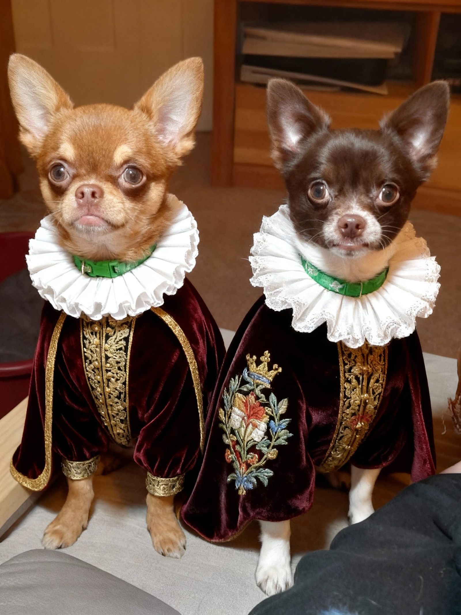 Two Chihuahuas as Royal Tudor Princes