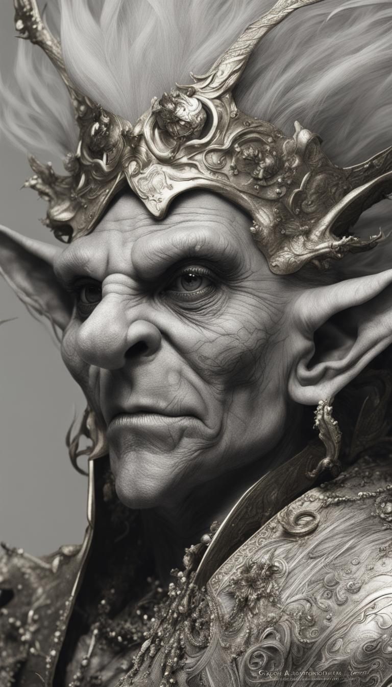 Baby Goblin King Portrait in Art Nouveau Style