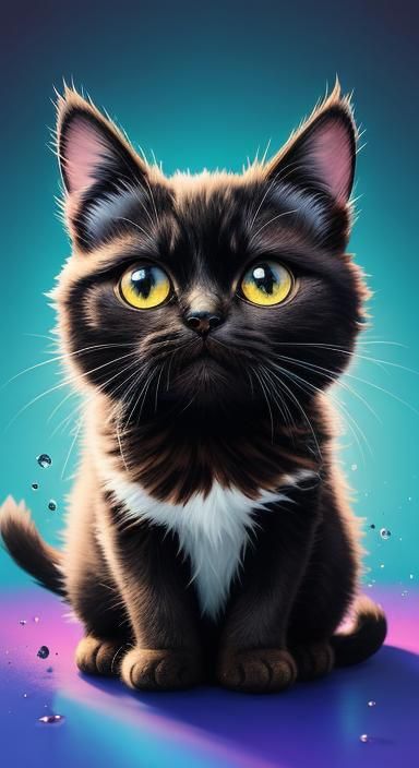 Cute Cartoon Cat Celebrates Happy Engagement