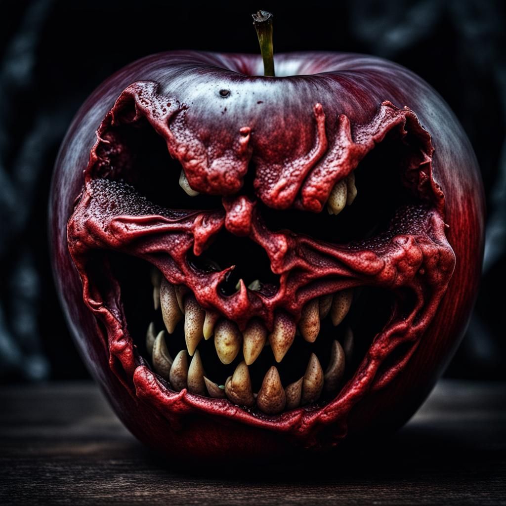 Hyperrealistic Evil Demon Apple from Hell