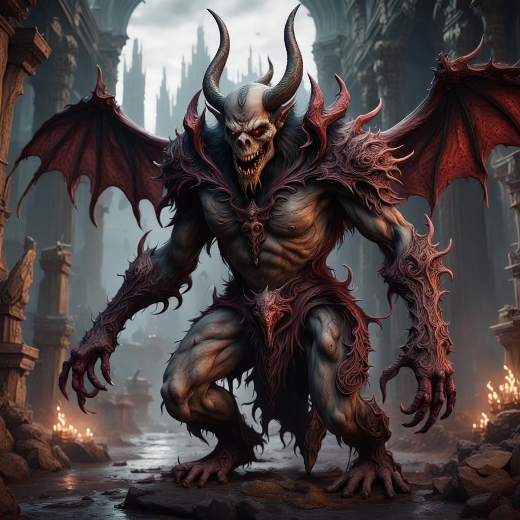 Demonic Grendel: Detailed Matte Painting