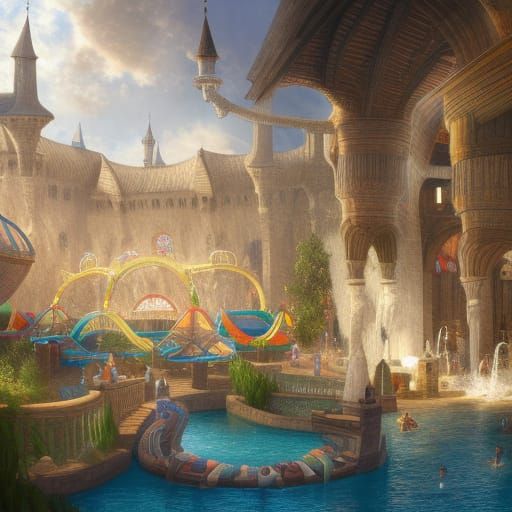 Cat Water Park: Medieval Palace in Gemstone Colors