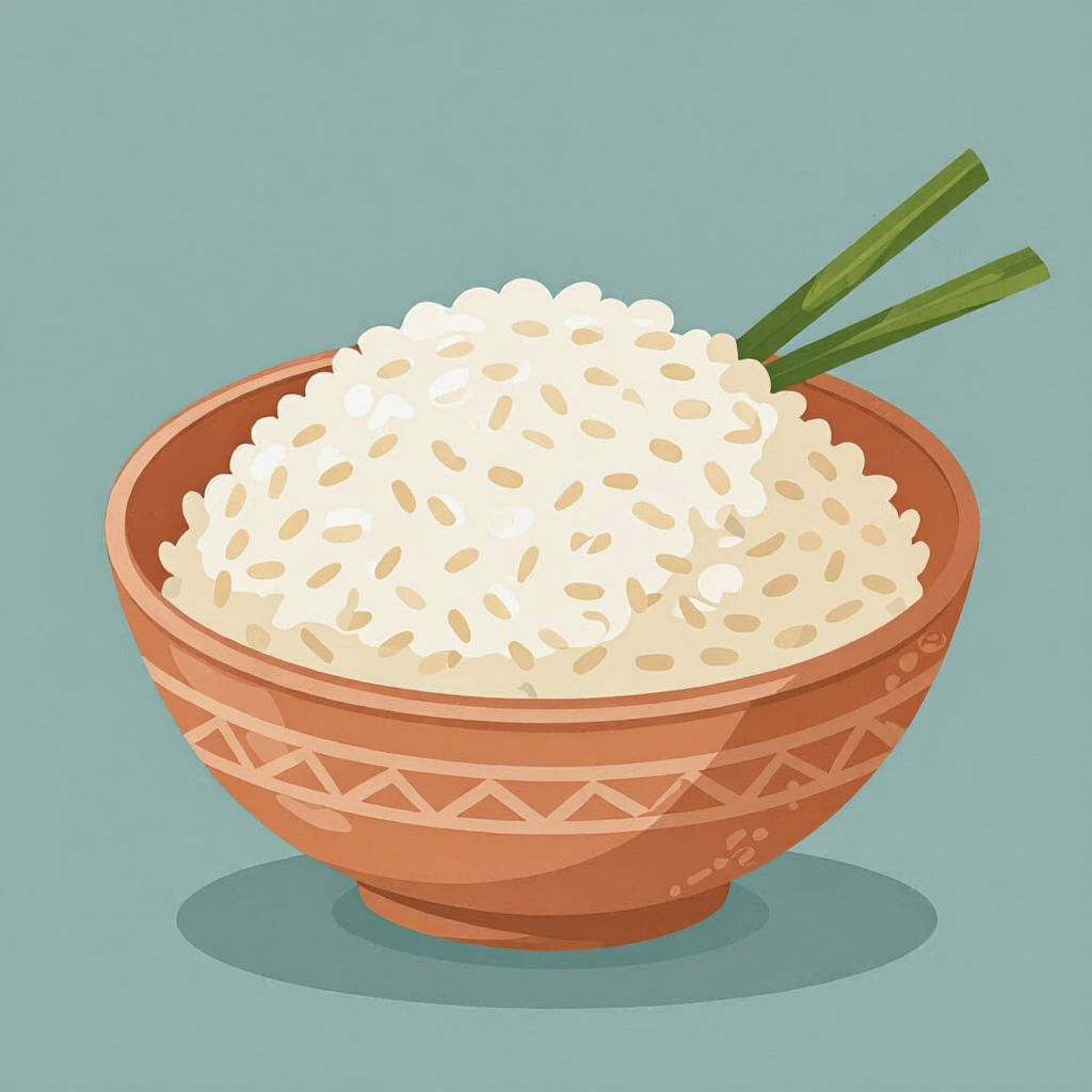 Minimalist Rice Bowl Illustration in Vector Style