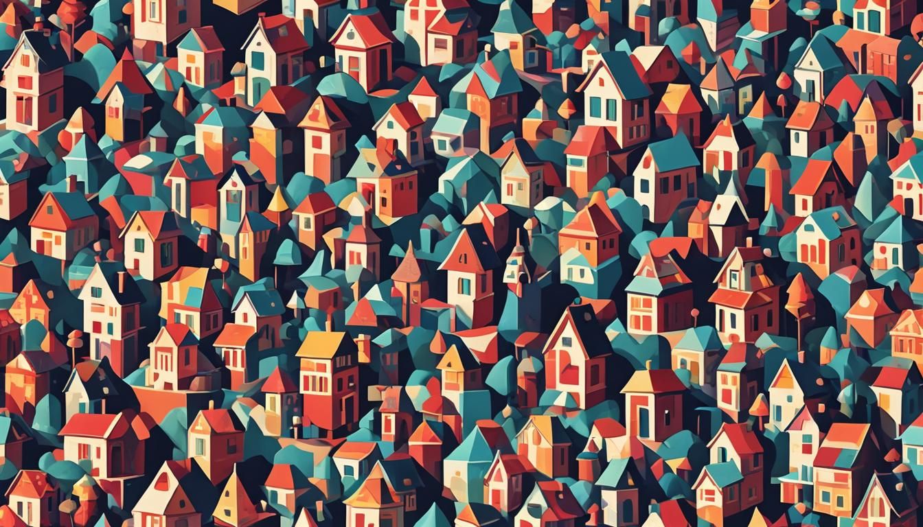 Candy House Silhouette in Cubist Art Deco Style