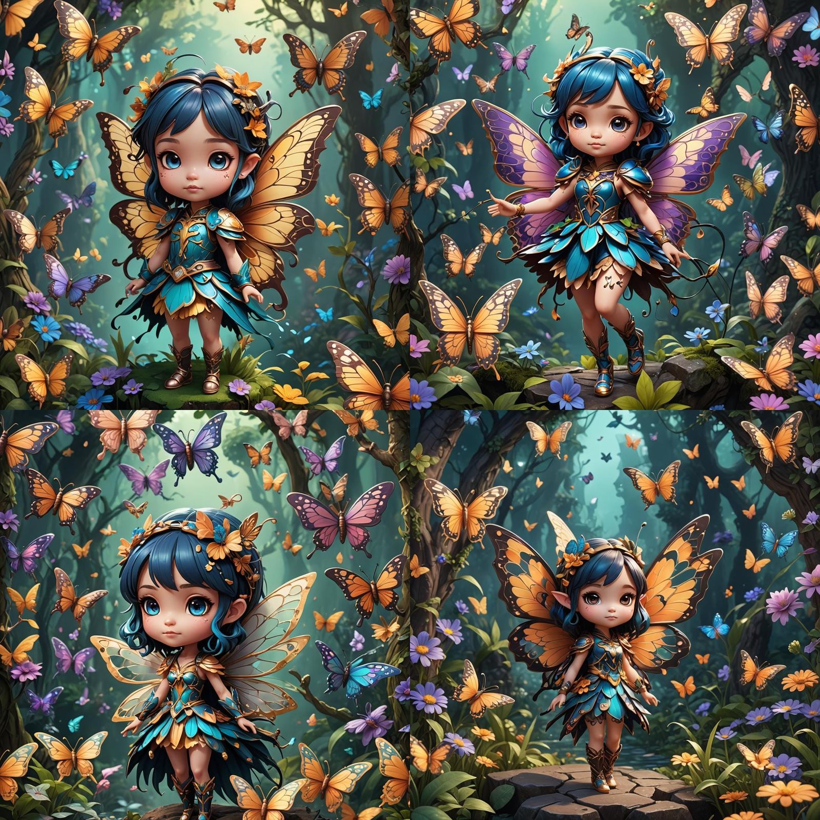 Chibi Butterfly Fairy in Detailed Matte Painting