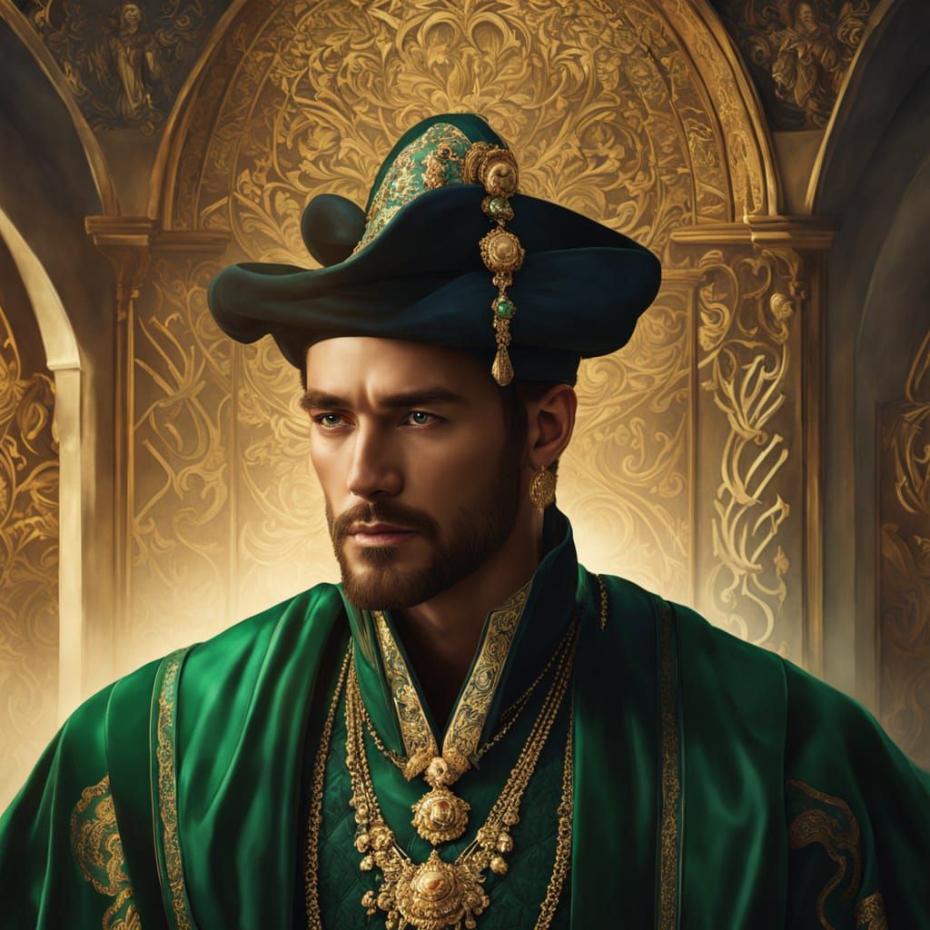 Elegant Merchant Prince Portrait in Fantasy Illustration