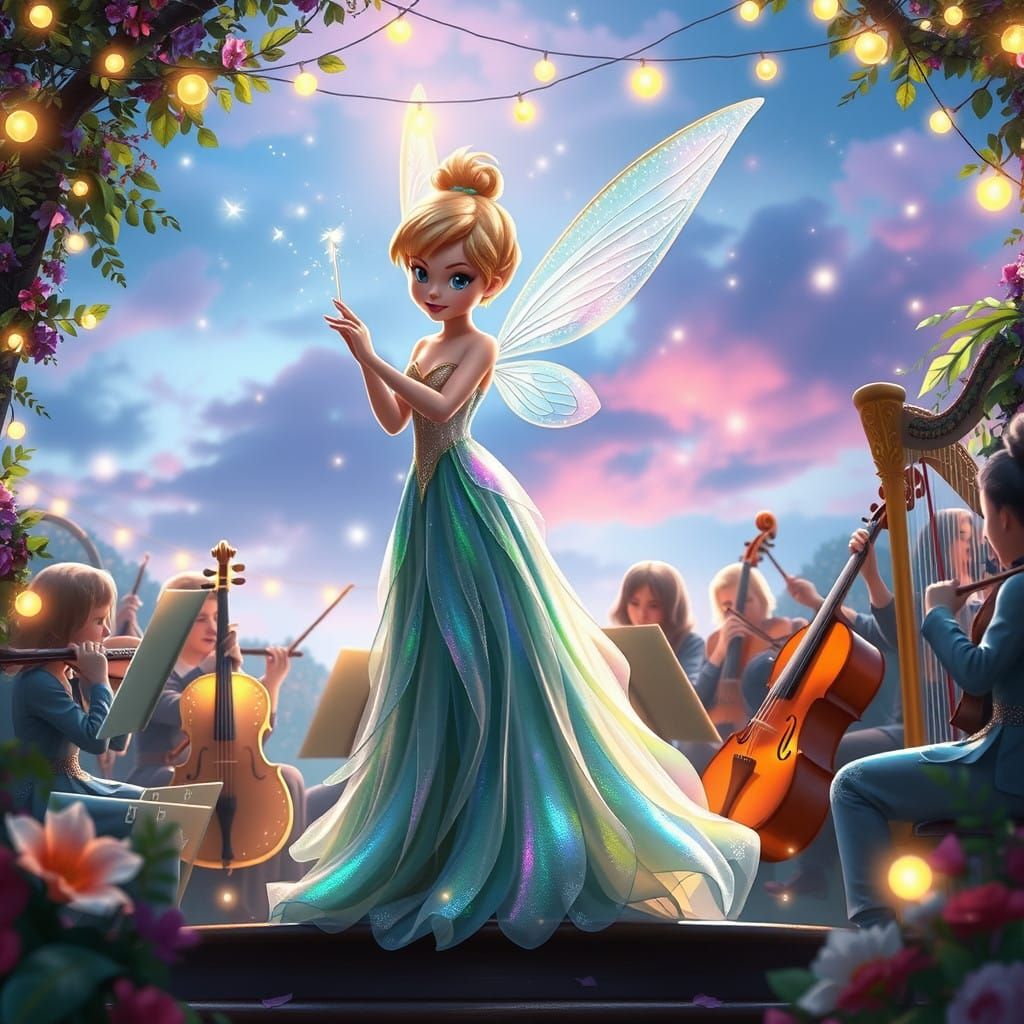 Whimsical Fairy Maestro Conducts Celestial Orchestra