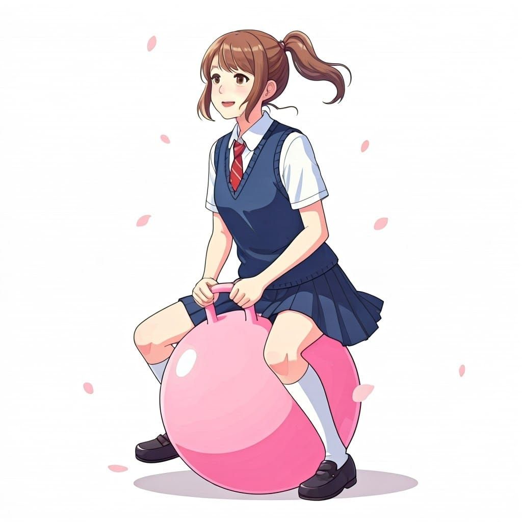 Haru Yoshioka Bouncing Ball, Ghibli-Inspired Schoolgirl