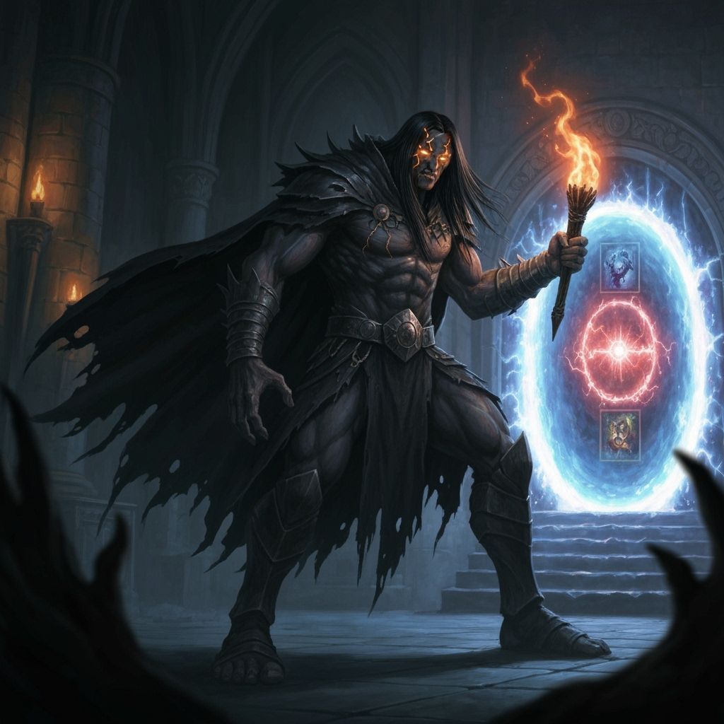 Guardian of the Portal: A Dark Fantasy Scene