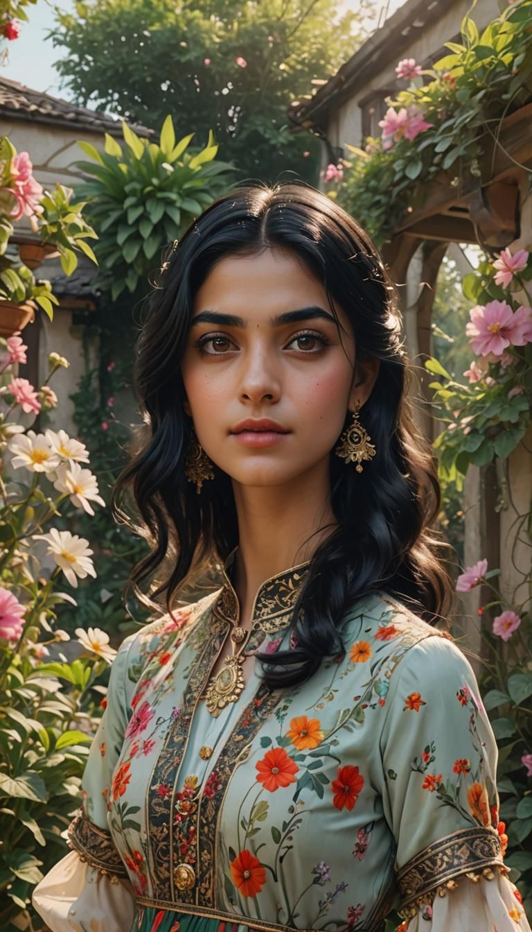 Beautiful Woman in Pakistani Dress, Hyperdetailed Portrait