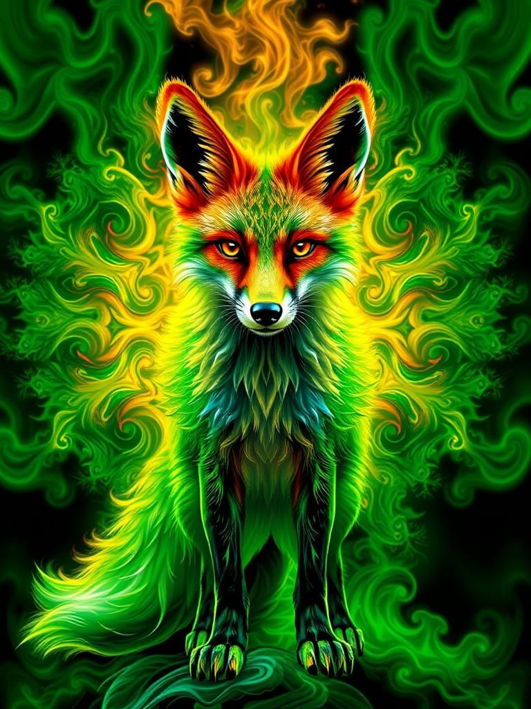 Emerald Fox in Fractal Flames