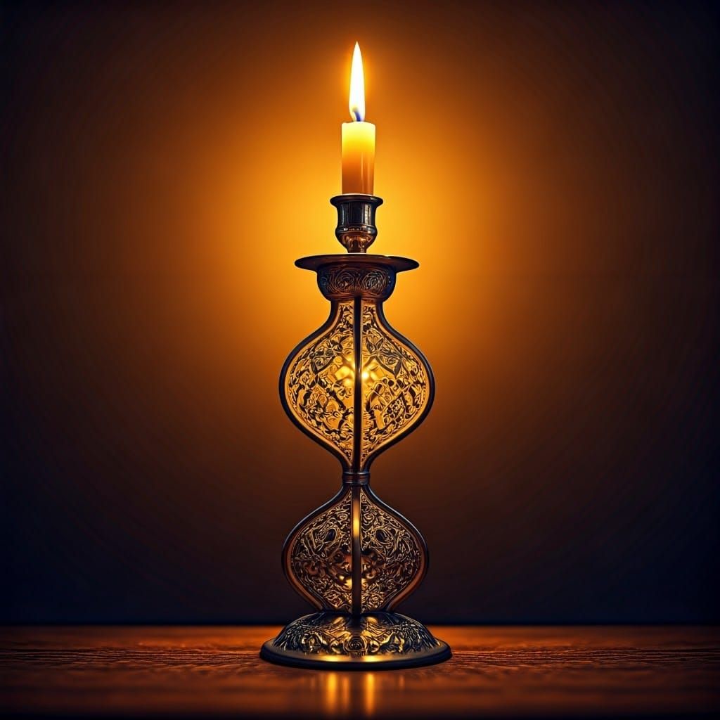 Surreal Candlesticks in a Warm, Golden Light