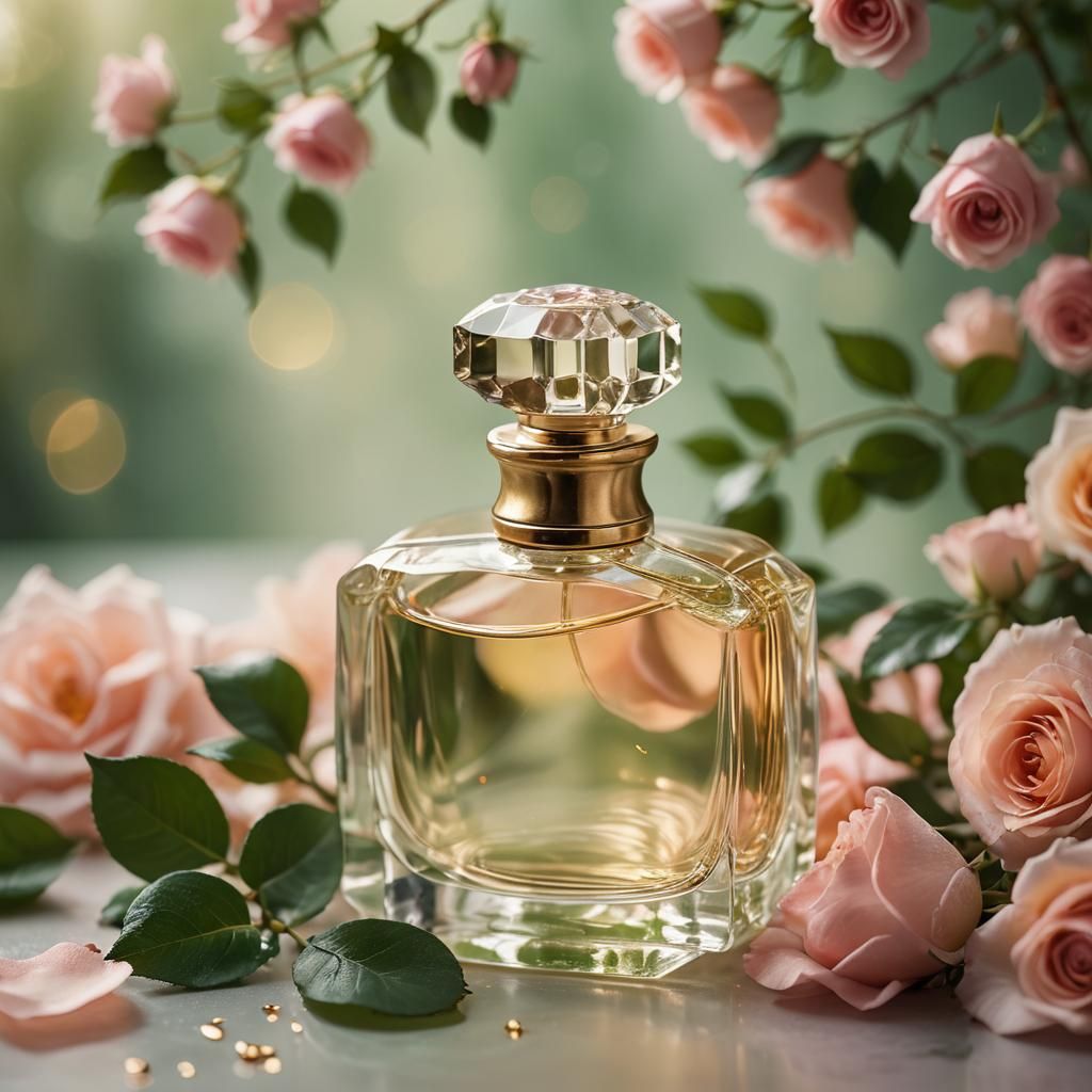 Luxurious Perfume Bottle Still Life in Impressionist Style