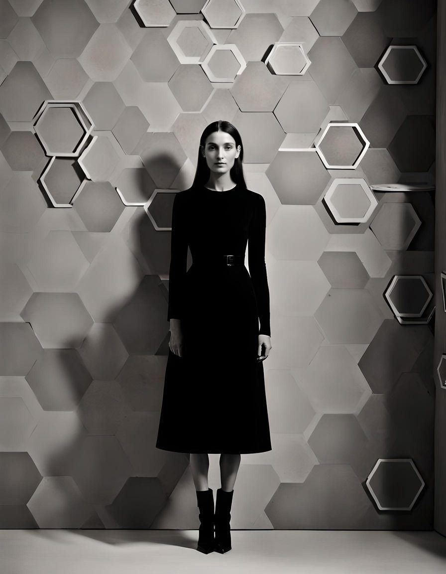 Mysterious Woman Shrouded in Shadowy Grayness