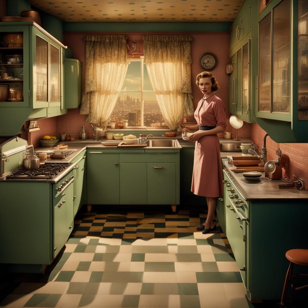 1950s Kitchen in Digital Matte Painting Style