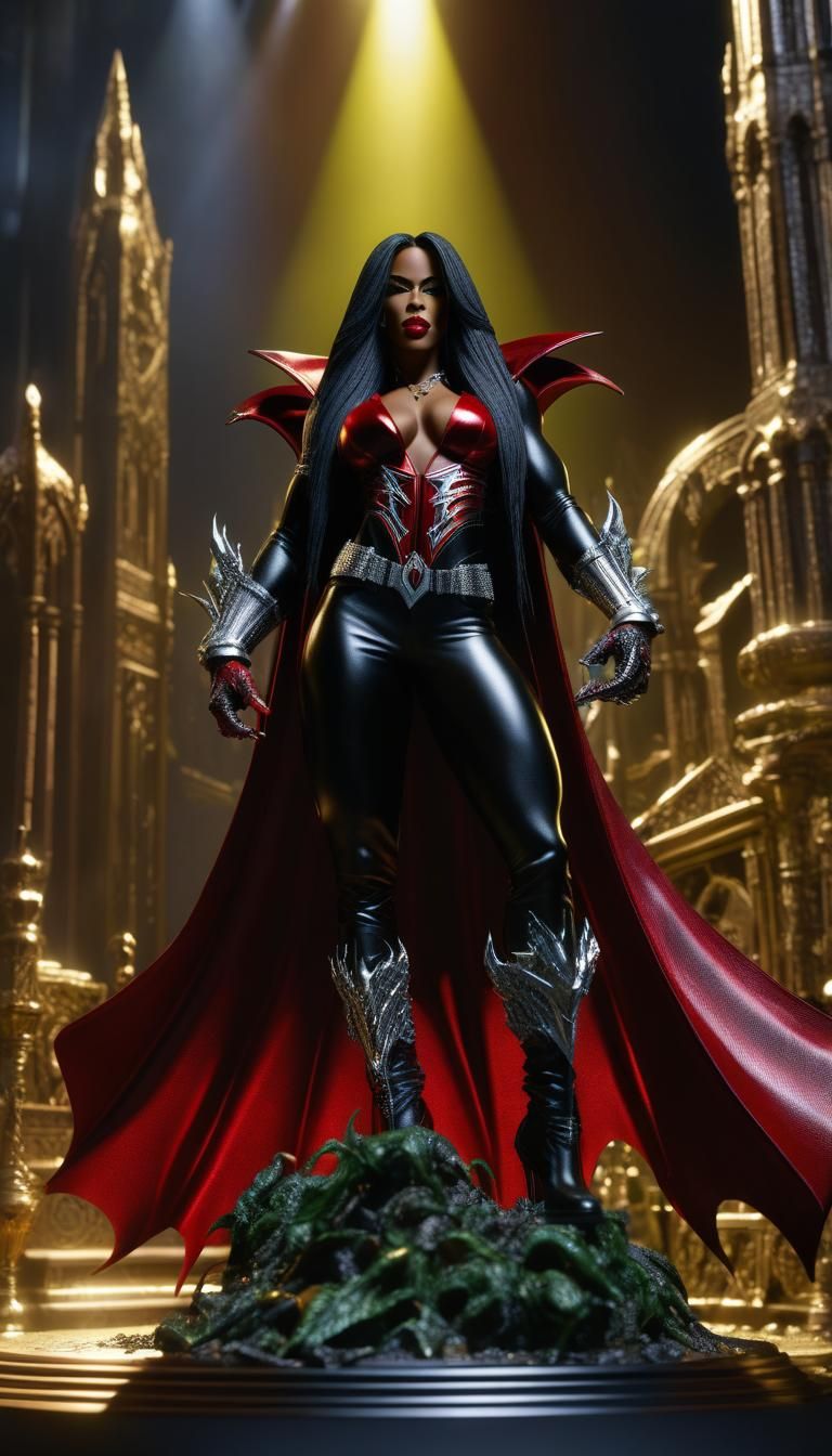 Aaliyah as Spawn: Hyperrealistic 3D Art