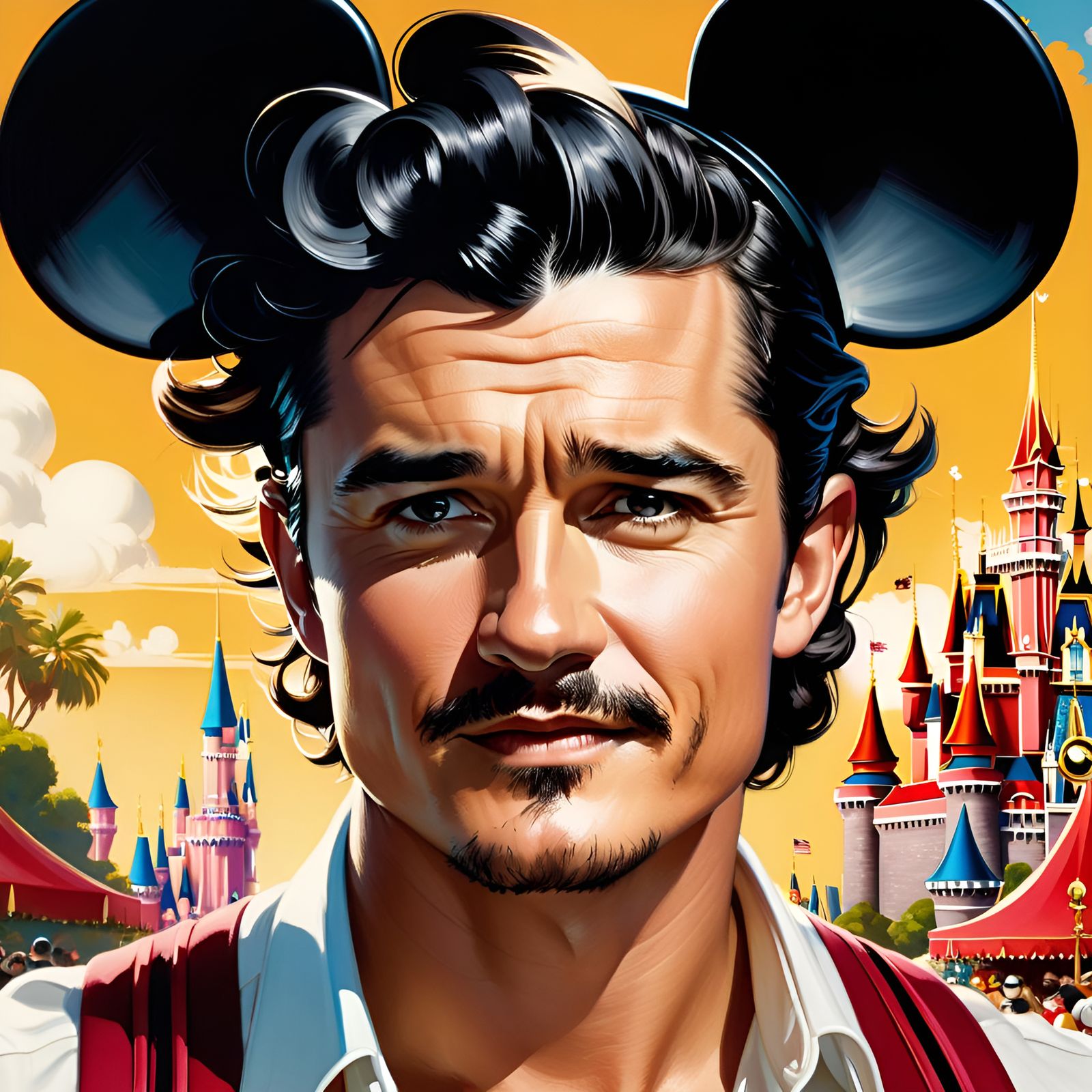 Orlando Bloom as Pin-Up Art at Disney