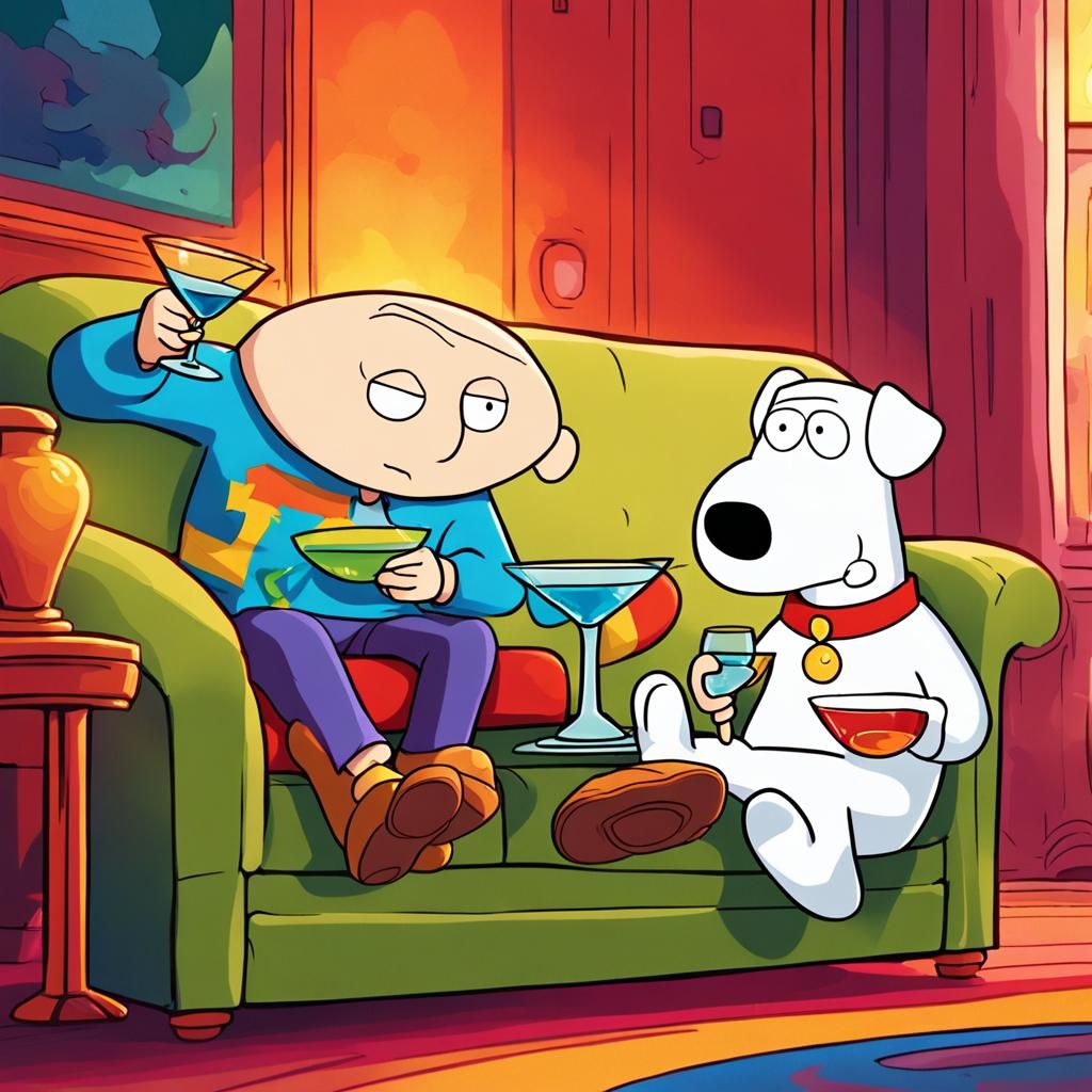 Stewie and Brian Griffin in Cartoon Sitcom Style