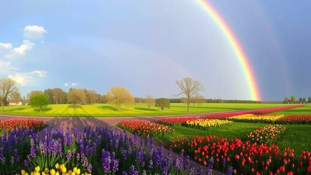 Vibrant Spring Landscapes with Rainbow Hues