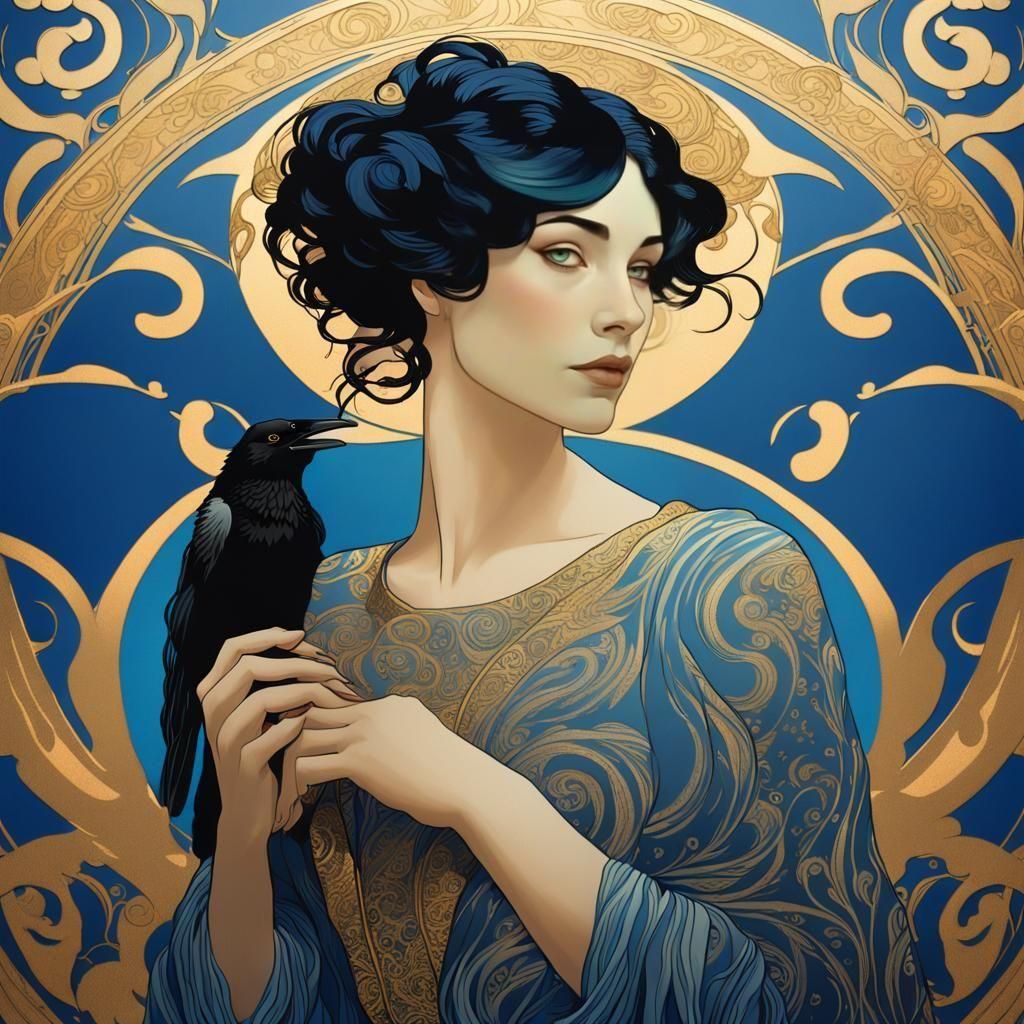 Elegant Woman in Art Nouveau Style