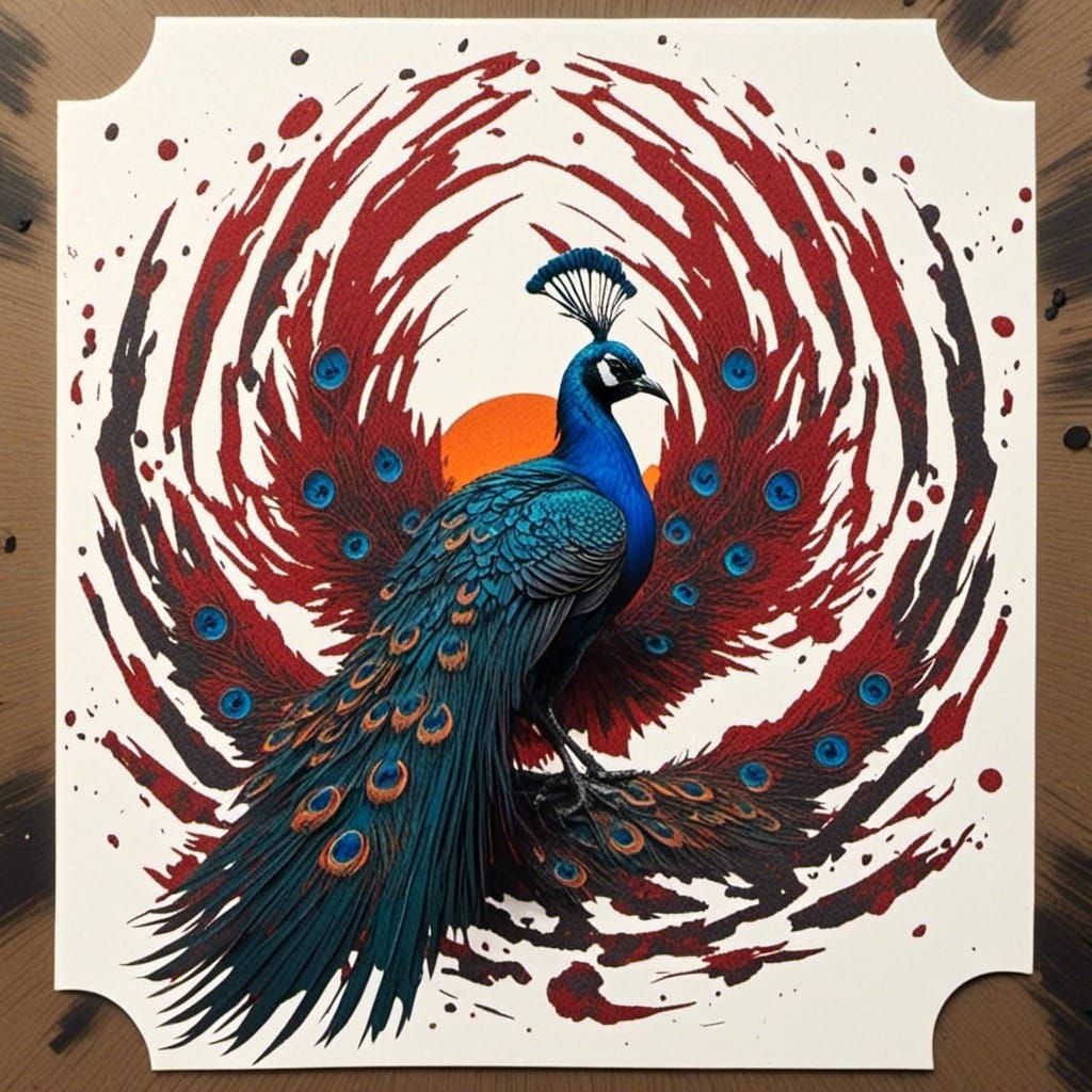 Peacock Displaying Full Spread Tail