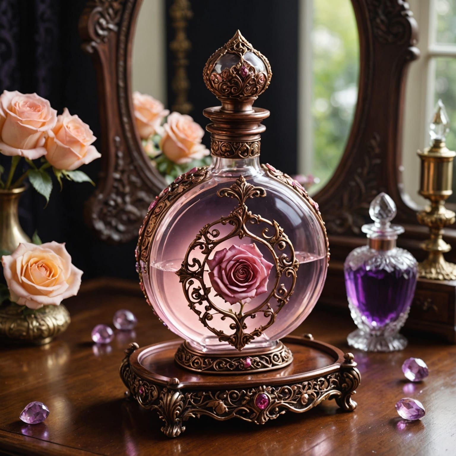 Elegant Beauty Potion Bottle with Rose Gold Accents
