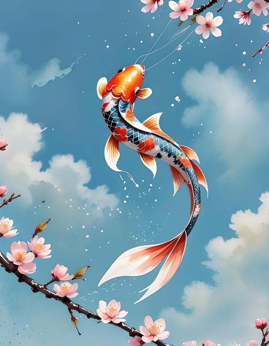Koi Kite Watercolour Storybook Illustration