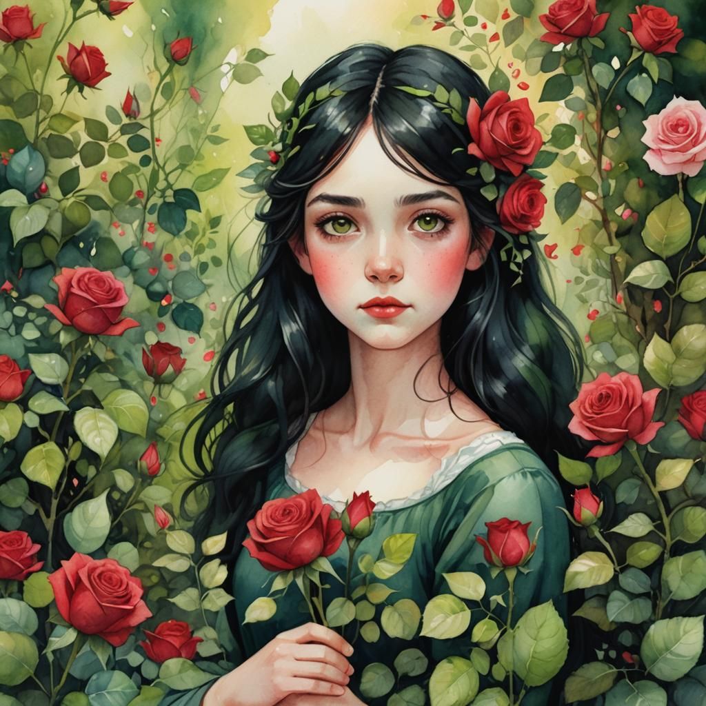 Whimsical Garden Portrait of an Elf Girl