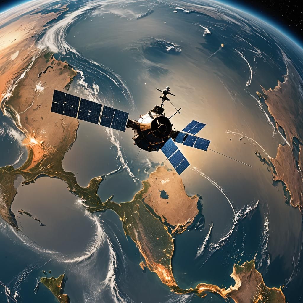 Detailed Satellite Orbiting Earth from Space