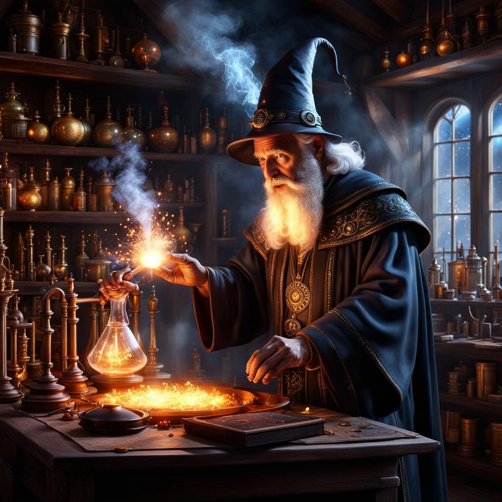 Magical Alchemist's Laboratory: Hyperreal Digital Art
